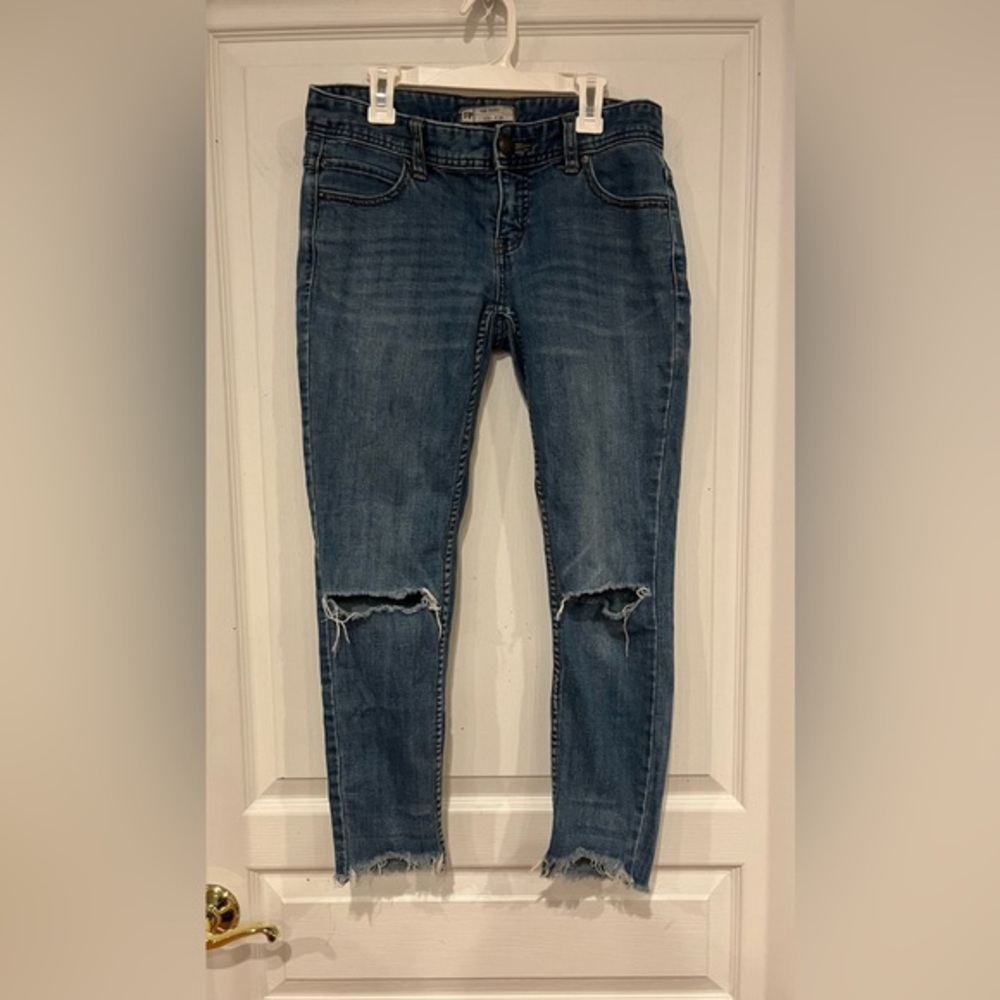 Free people distressed skinny jeans